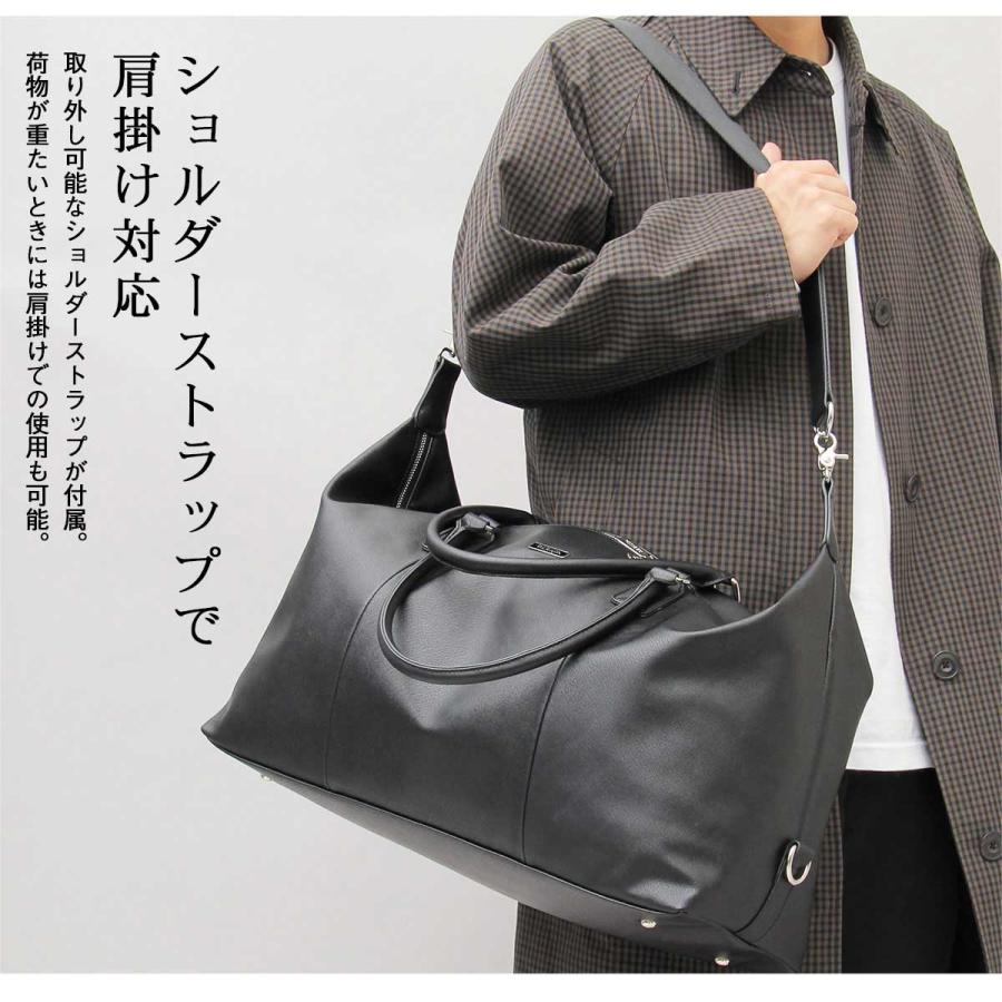 ジョゼフ 黒 レザー ボストンバッグ 取り外し可能なショルダーストラップ付き REGiSTA（レジスタ） ボストンバッグ メンズ 大容量 ショルダー 出張