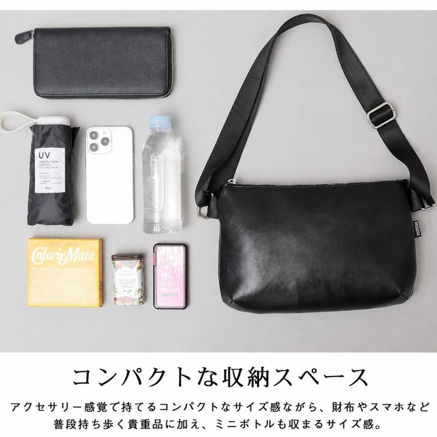 サコッシュ ショルダーバッグ メンズ ミニショルダーバッグ レザー 革 牛床革 小さめ 斜めがけ おしゃれ 無地 シンプル レジスタ REGiSTA 父の日 ギフトの画像