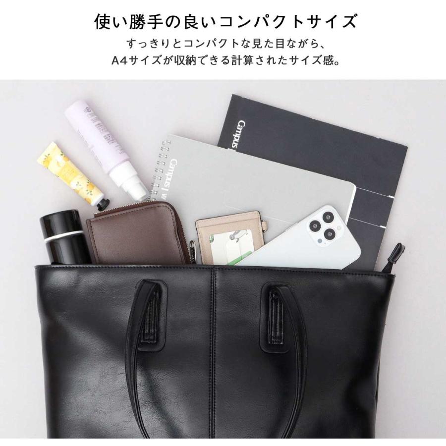 トートバッグ メンズ レディース レザー A4 ビジネス 自立 大容量 ファスナー 通勤 肩掛け 牛床革 撥水 3層収納 REGiSTA レジスタ  父の日の画像