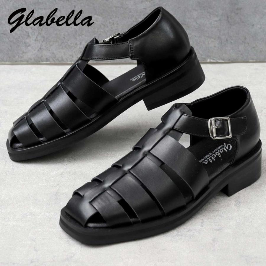 glabella サンダル グルカサンダル メンズ 厚底 黒 ブラック 大人