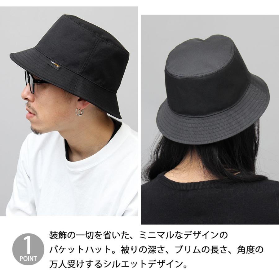 A.M.S. バケットハット メンズ 帽子 ハット コーデュラ 無地 黒 深め
