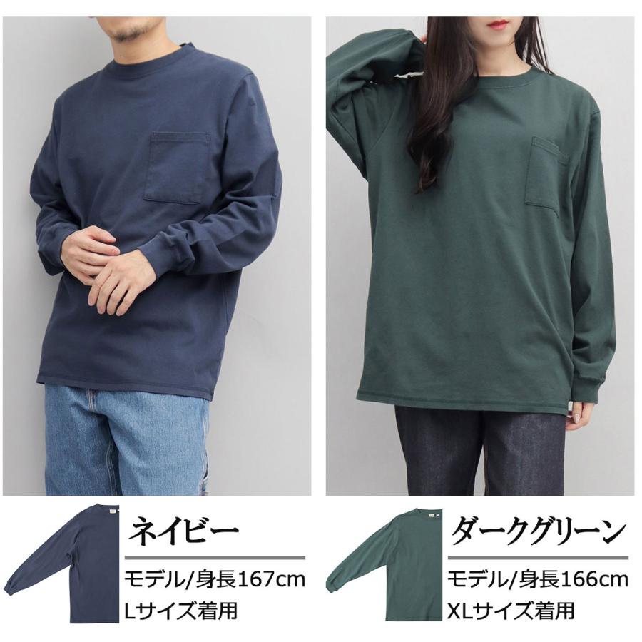 【新品未使用】GOODWEAR コットンクルーネック長袖リブTシャツ　M Goodwear（グッドウェア） tシャツ USAコットン 袖リブ ポケット付き