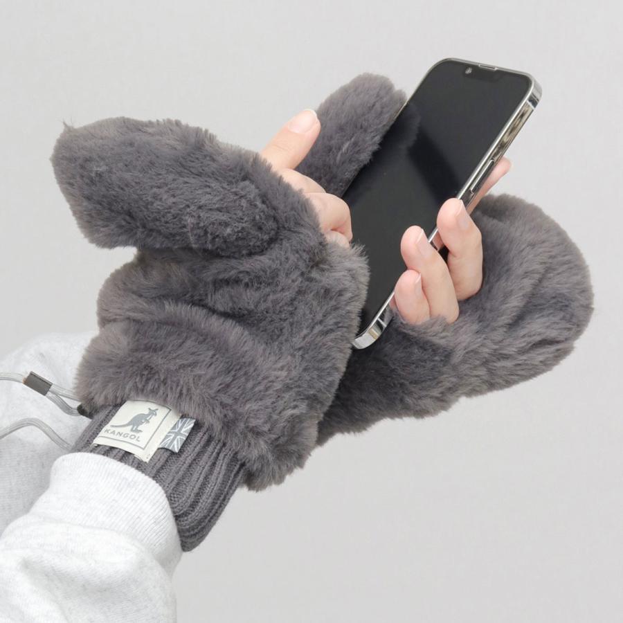 KANGOL（カンゴール） ミトン 手袋 ストラップ付き ファー ミトン