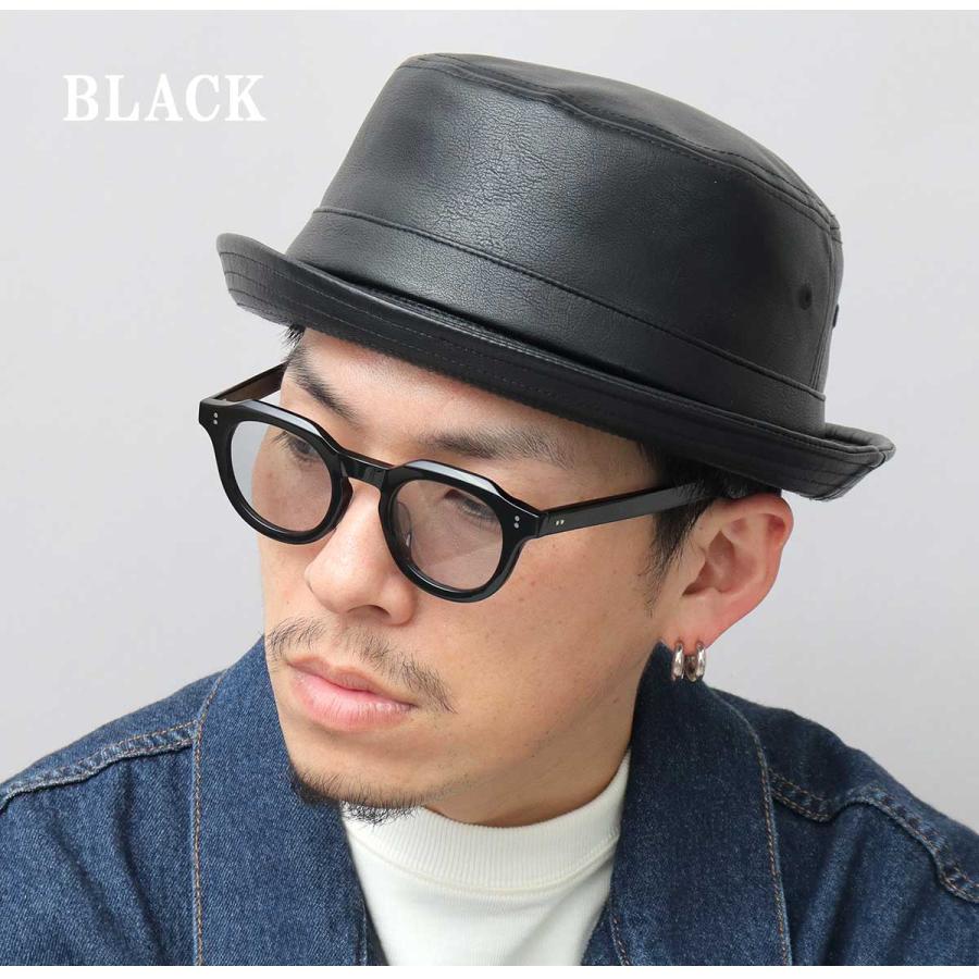 Ruben ルーベン ハット ポークパイハット メンズ フェイクレザー PU