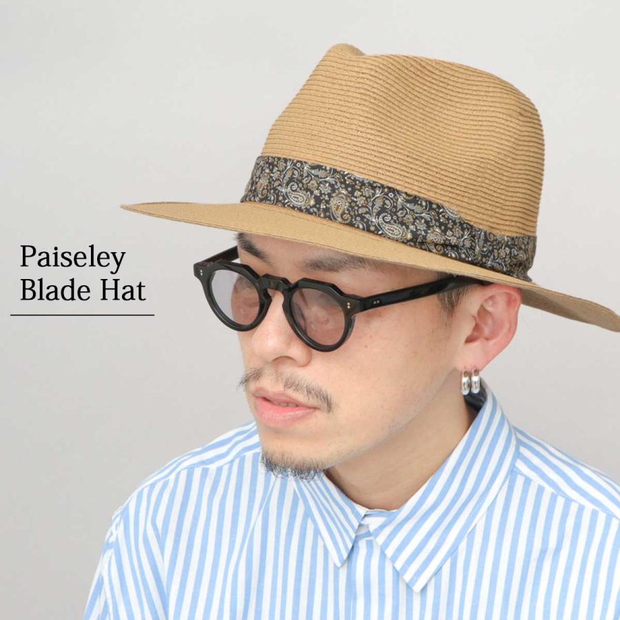 Borsalino ペイズリー柄リボン付き 中折れハット Ruben 中折れブレードハット ペイズリーリボン メンズ レディース