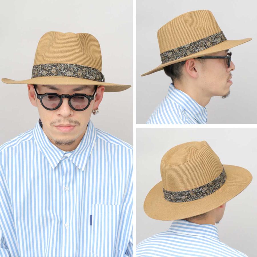 Borsalino ペイズリー柄リボン付き 中折れハット Borsalino