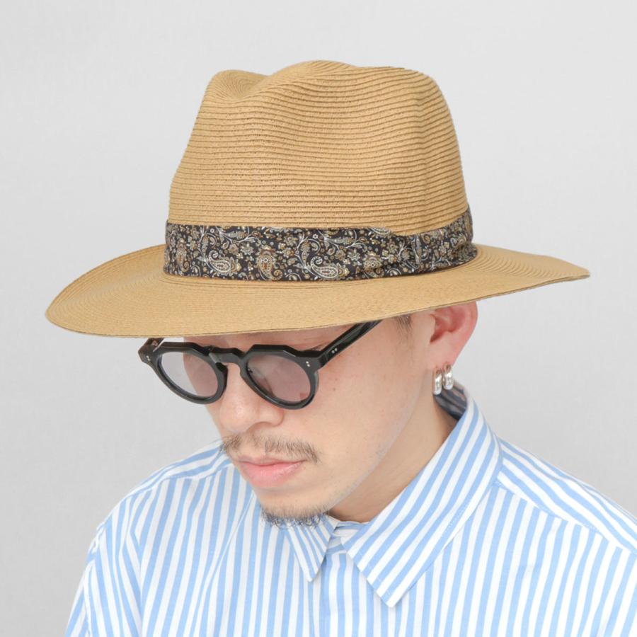 Borsalino ペイズリー柄リボン付き 中折れハット Borsalino