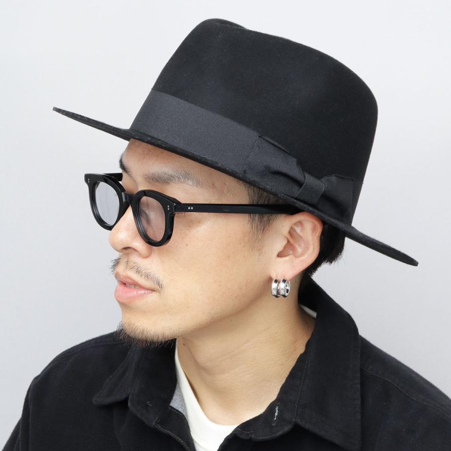 新品 ReqHatter ミドルブリム 2トーン フェルト中折ハット ブラック 新品 ReqHatter ミドルブリム 2トーン フェルト中折ハット ブラック