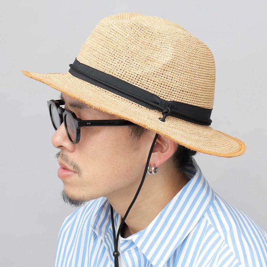 ReqHatter（レックハッター） ラフィアハット 中折れハット メンズ 顎