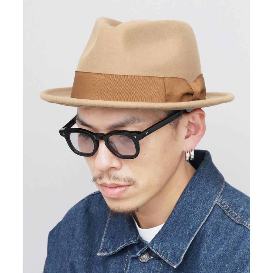 新品 ReqHatter ミドルブリム 2トーン フェルト中折ハット ブラック MIDDLE BRIM FLAT HAT｜フェルトハット 中折れ帽 メンズ - ReqHatter