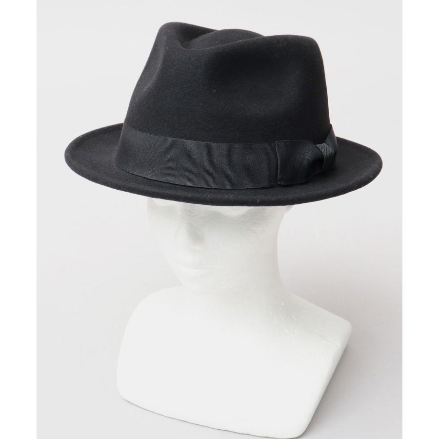 新品 ReqHatter ミドルブリム 2トーン フェルト中折ハット ブラック ReqHatter（レックハッター） 中折れハット メンズ フェルトハット 2