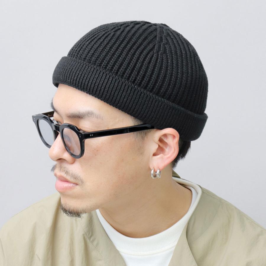 Basiquenti ロールニットワッチ ニット帽 浅め リブ編み メンズ