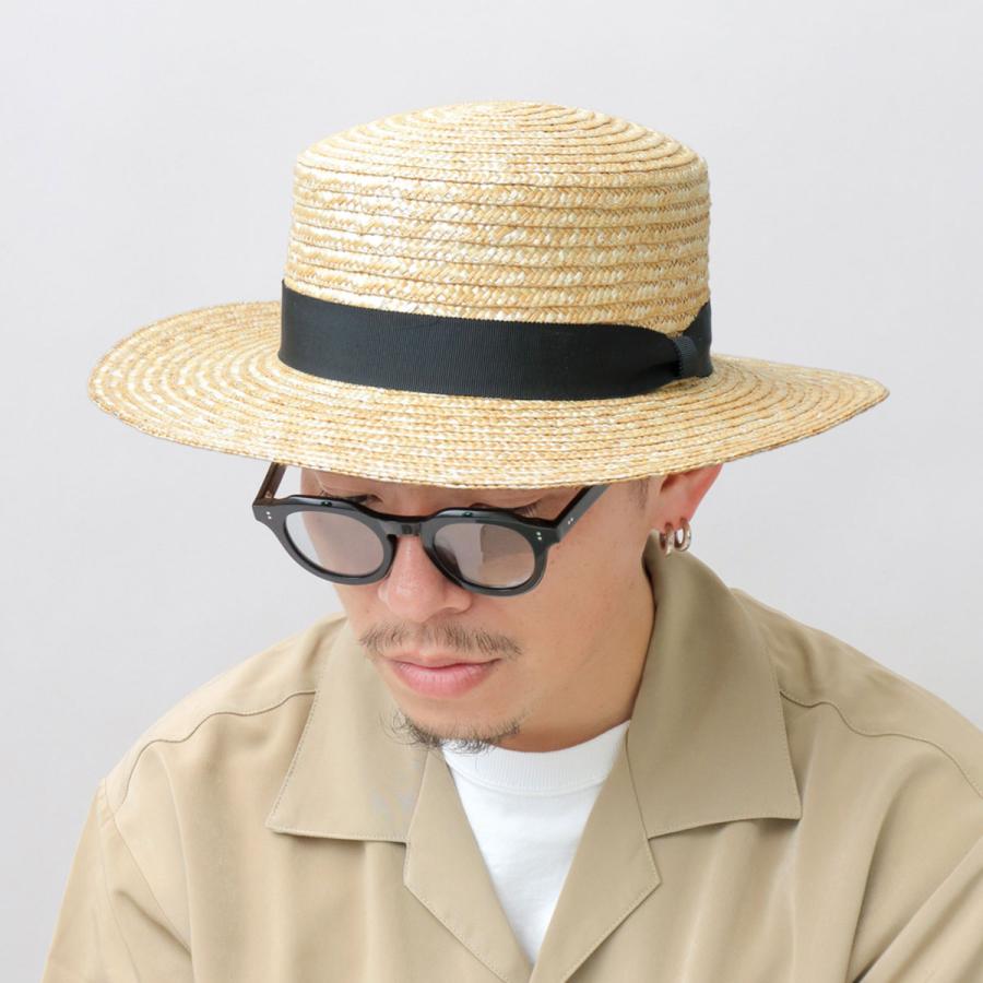 Basiquenti カンカン帽 メンズ レディース ストローハット ツバ広