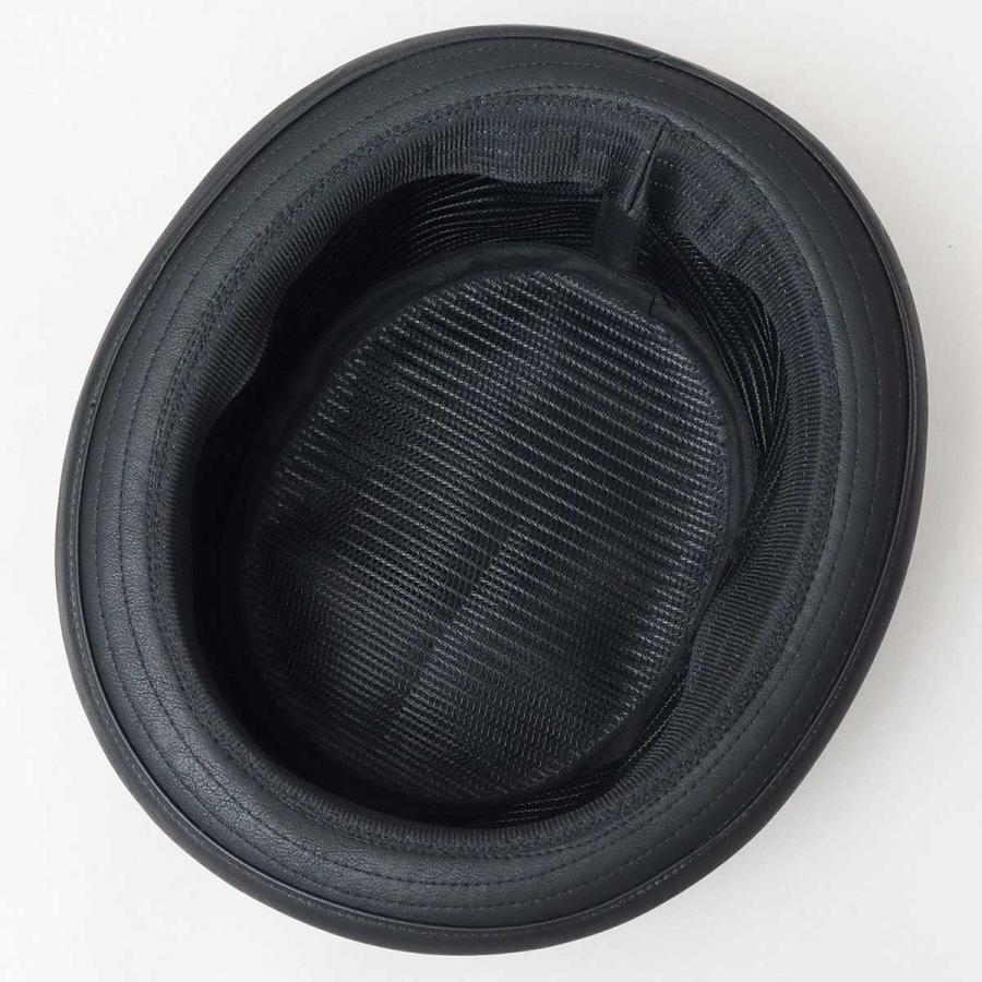 Basiquenti ポークパイハット メンズ レディース フェイクレザー PU