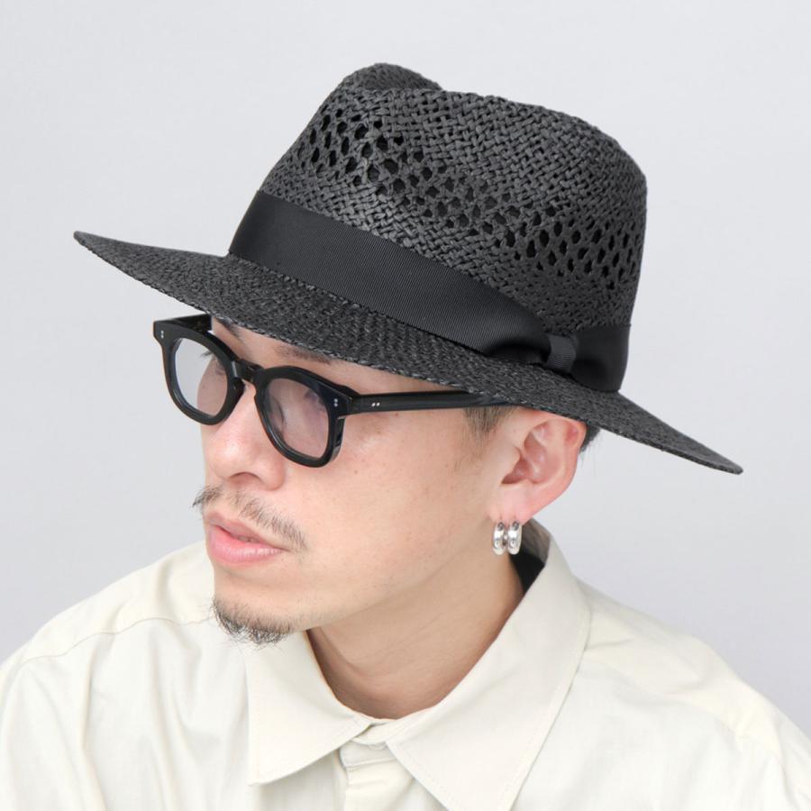 Basiquenti ペーパーハット クロシェ編み 中折れハット フラットブリム