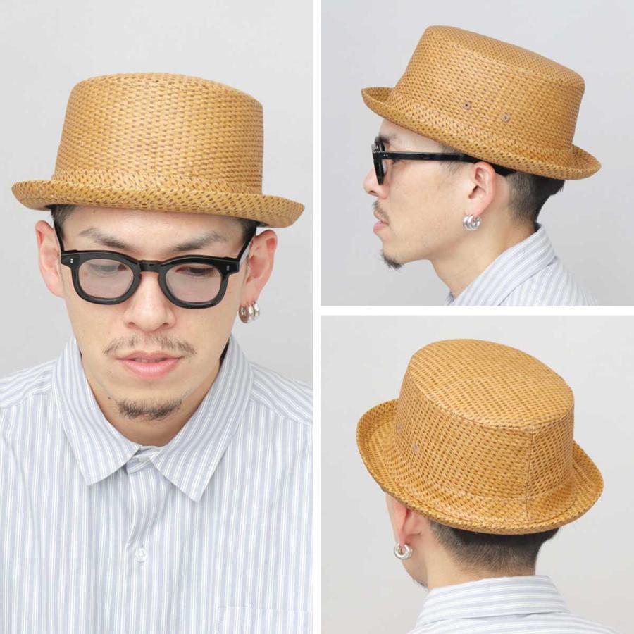 Basiquenti ポークパイハット ペーパーハット ストローハット 上向き