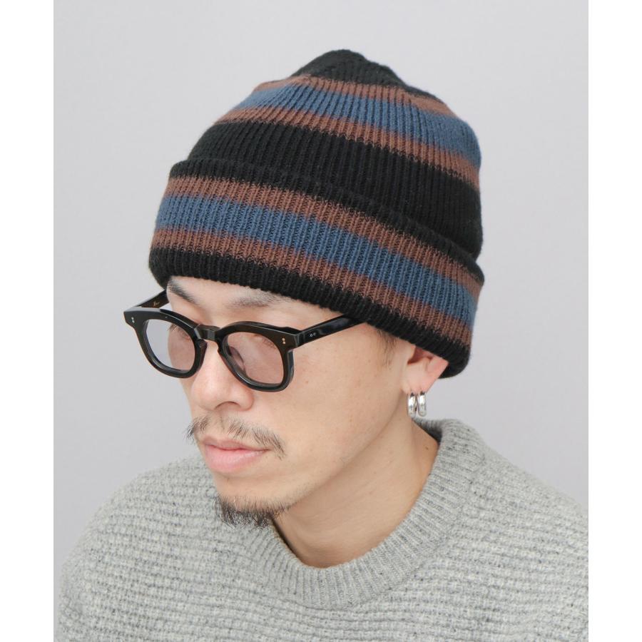 Basiquenti ニット帽 リバーシブル ニットワッチ ボーダーニット 深め