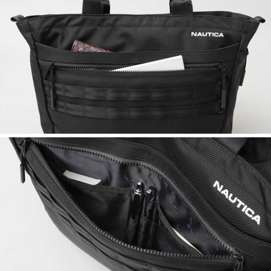 NAUTICA ノーティカ トートバッグ メンズ レディース A4 大容量 ビジネストート 2WAY マチ拡張 ポリエステル 多ポケット 通勤 通学 出張 旅行 父の日 ギフトの画像
