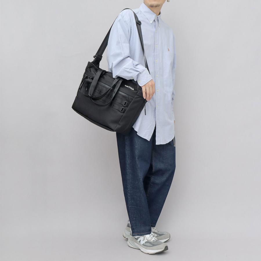 NAUTICA ノーティカ トートバッグ メンズ レディース A4 大容量 ビジネストート 2WAY マチ拡張 ポリエステル 多ポケット 通勤 通学 出張 旅行 父の日 ギフトの画像