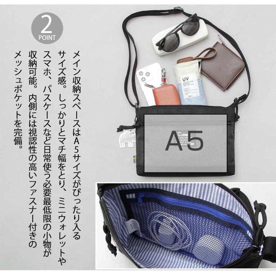 moz モズ サコッシュ レディース ショルダーバッグ ミニショルダー A5 コンパクト 軽量 斜め掛け 多収納 北欧 エルク チャーム付きの画像