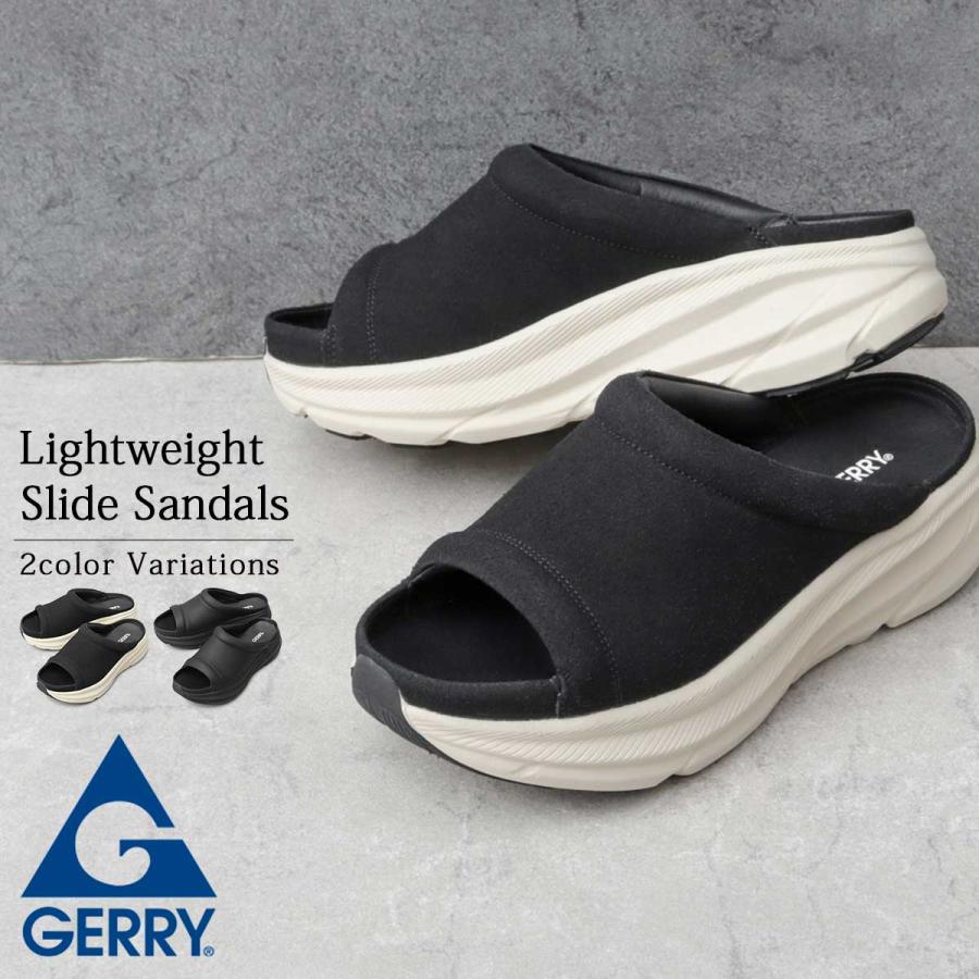 GERRY（ジェリー） サンダル メンズ 厚底 黒 ブラック スライド