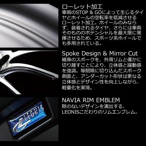 4本購入で特典付 WEDS ウェッズ 0036255 レオニス NAVIA05 16インチ リム幅5.0J インセット+45 4穴 PCD100 BPB アルミホイール1本の画像