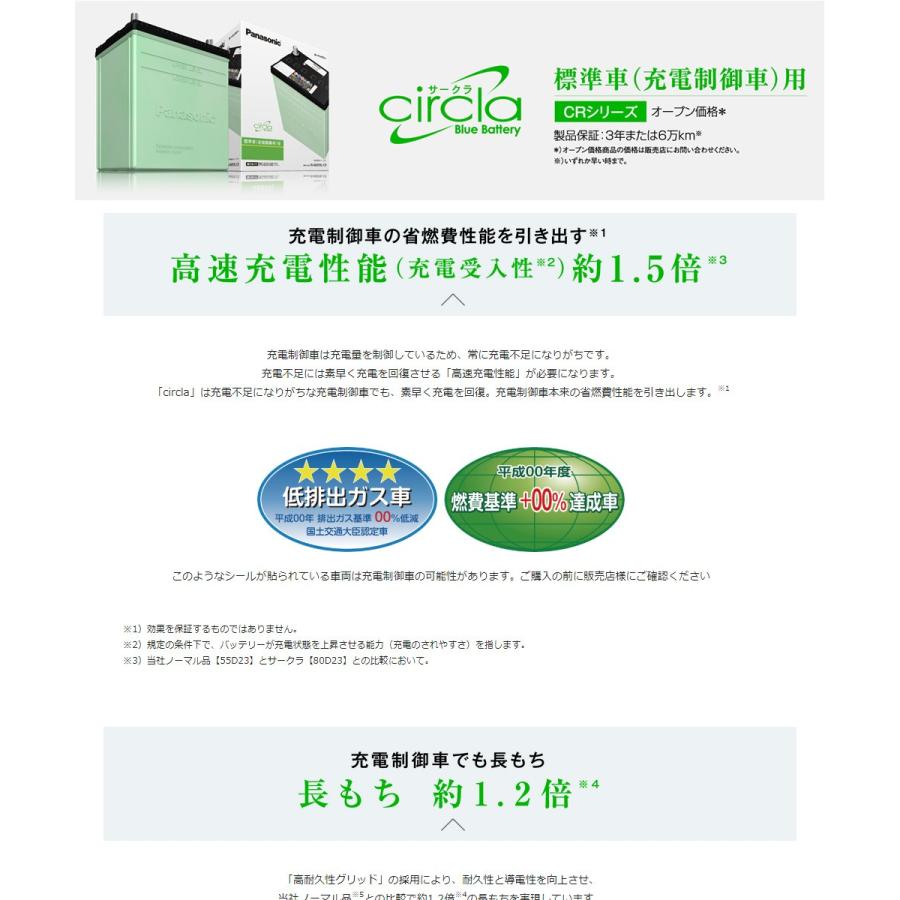 サークラ パナソニック カーバッテリー N-46B19L/CR (L端子) 標準車
