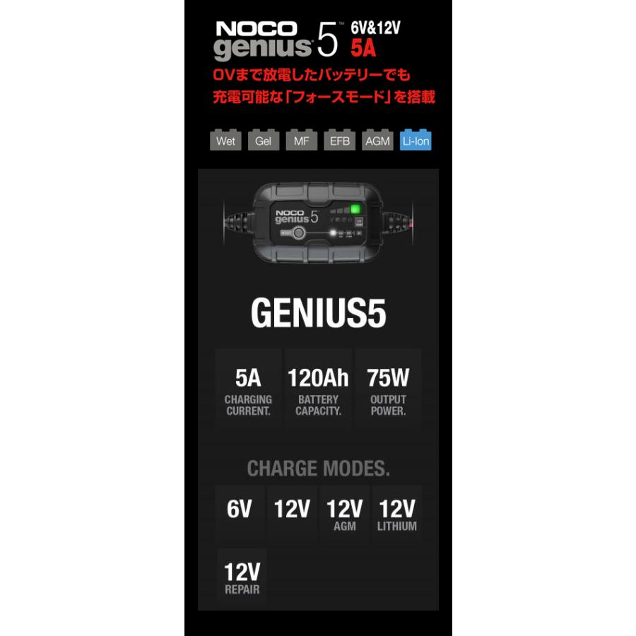 NOCO（ノコ） Genius5 Smart Battery Charger スマートバッテリー