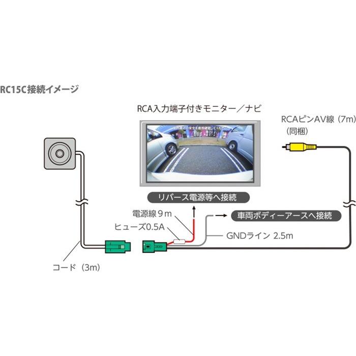 クラリオン RC15C バックカメラ 車載用リアビジョン カメラRCA入力付きモニター用 クラリオンNXシリーズ対応｜a-max｜02