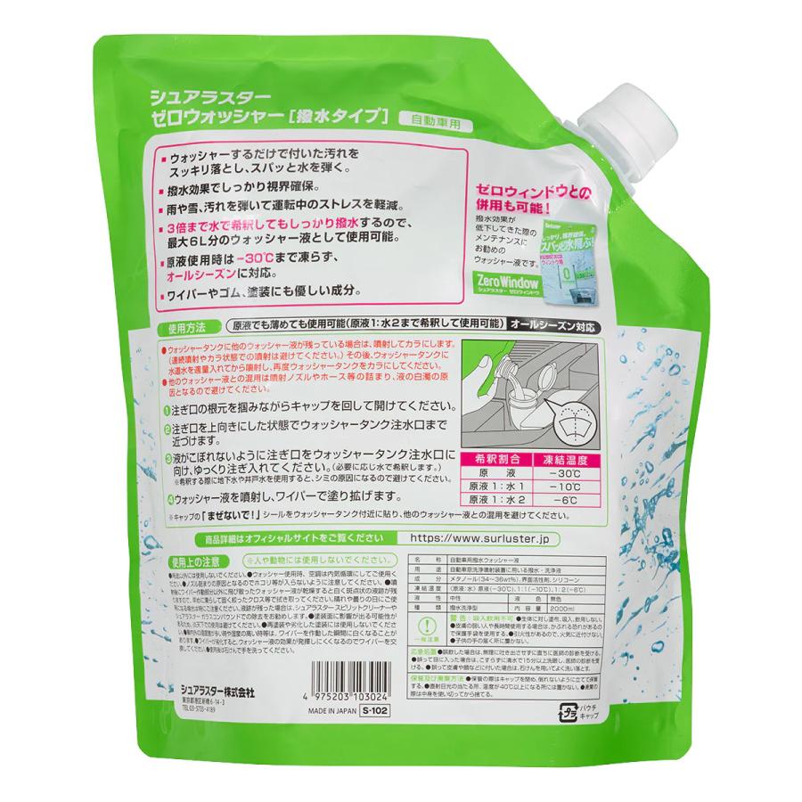 シュアラスター（SurLuster） S-102 撥水ウォッシャー液 Zero Washer