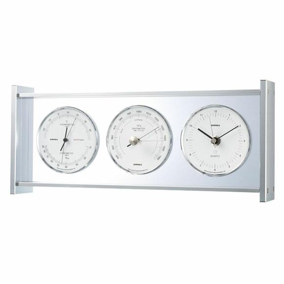 エンペックス EMPEX 置き時計 シルバー 気圧計 温度計 湿度計 タテヨコ兼用 日本製 EP-EX-953