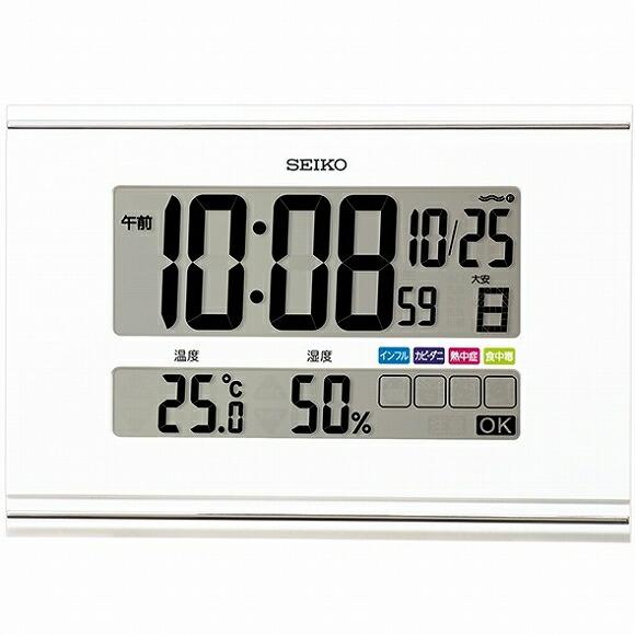 未使用 セイコー SEIKO 掛け時計 電波時計 デジタル 湿度計 快適環境NAVI 掛置兼用 国内配送 温度計 SQ445W