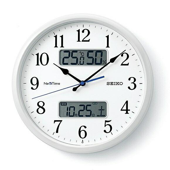 セイコー SEIKO ネクスタイム 掛け時計 電波時計 スイープ アナログ 温度計 湿度計 カレンダー機能 ZS251W