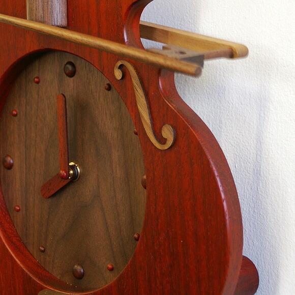 振り子時計 天然木 木製 バイオリン パドック 日本製 アナログ ハンドメイド 楽器 弦楽器 音楽 教室 プレゼント SU-VIOPA｜a-mon｜03