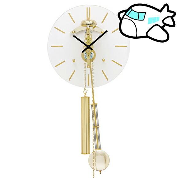 ちます⓻ AMS 掛け時計 機械式 振り子時計 ゴールド ドイツ製 30%OFF 納期