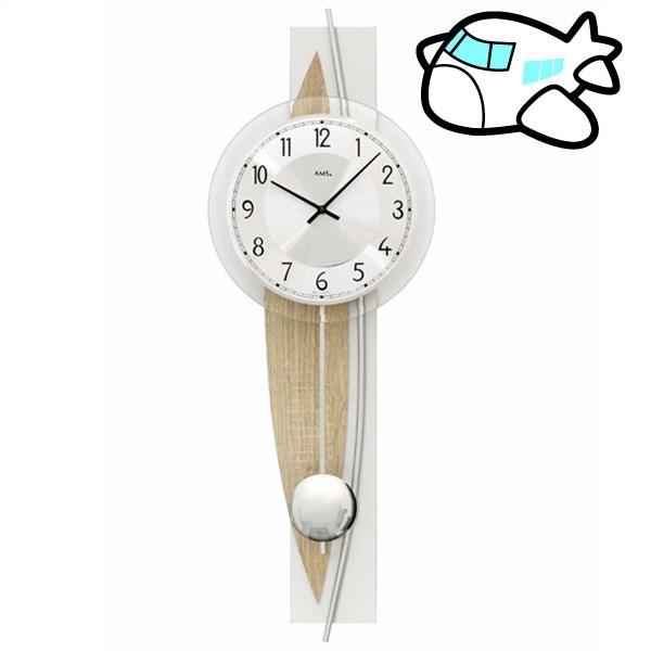 AMS 掛け時計 振り子時計 アナログ シルバー ドイツ製 AMS7455 30%OFF