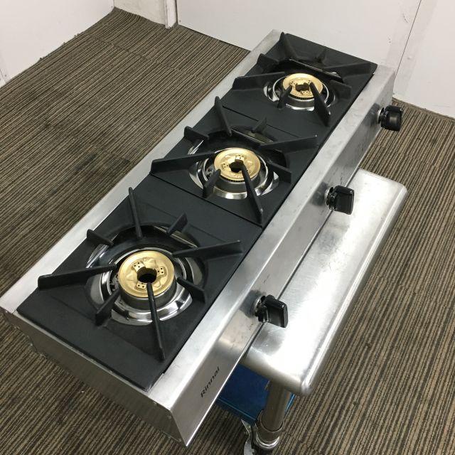 ■中古品 リンナイ 卓上ガスコンロ 3口コンロ RSB-306A LPガス 2021年 738ｘ275ｘ151ｍｍ 動作問題無し■ □中古品 リンナイ 卓上ガスコンロ 3口コンロ RSB-306A LPガス 2021年
