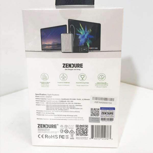 未開封品】Zendure/ゼンデュア Supertank モバイルバッテリ 100W 急速