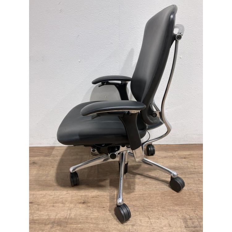 okamura コンテッサ CM91BB FBH4 オフィスチェア 中古品 オカムラ オフィスチェア コンテッサ 事務椅子 肘付き レザー ブラック