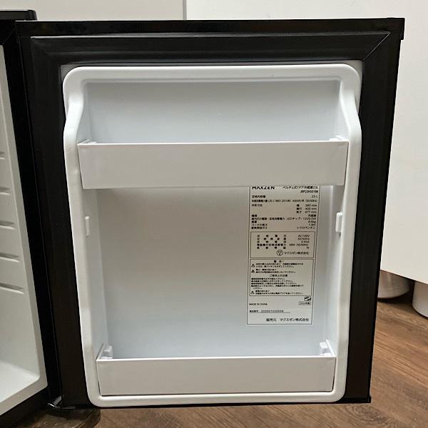 中古】MAXZEN/マクスゼン JRP23HS01BK 23L 冷蔵庫 ペルチェ式 1ドア 右
