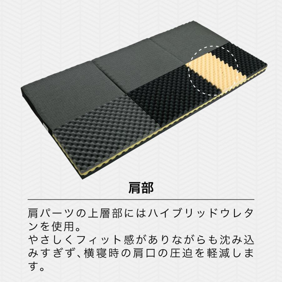 高反発 体圧分散 マットレス 9cm 中反発 三つ折り 折りたたみ 腰痛 セミダブル 三つ折りマットレス 折りたたみマットレス 敷布団_7