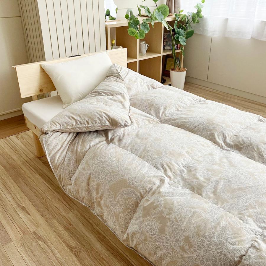 ロマンス小杉 羽毛布団 シングル 冬 フランスマザーダウン95％ 立体