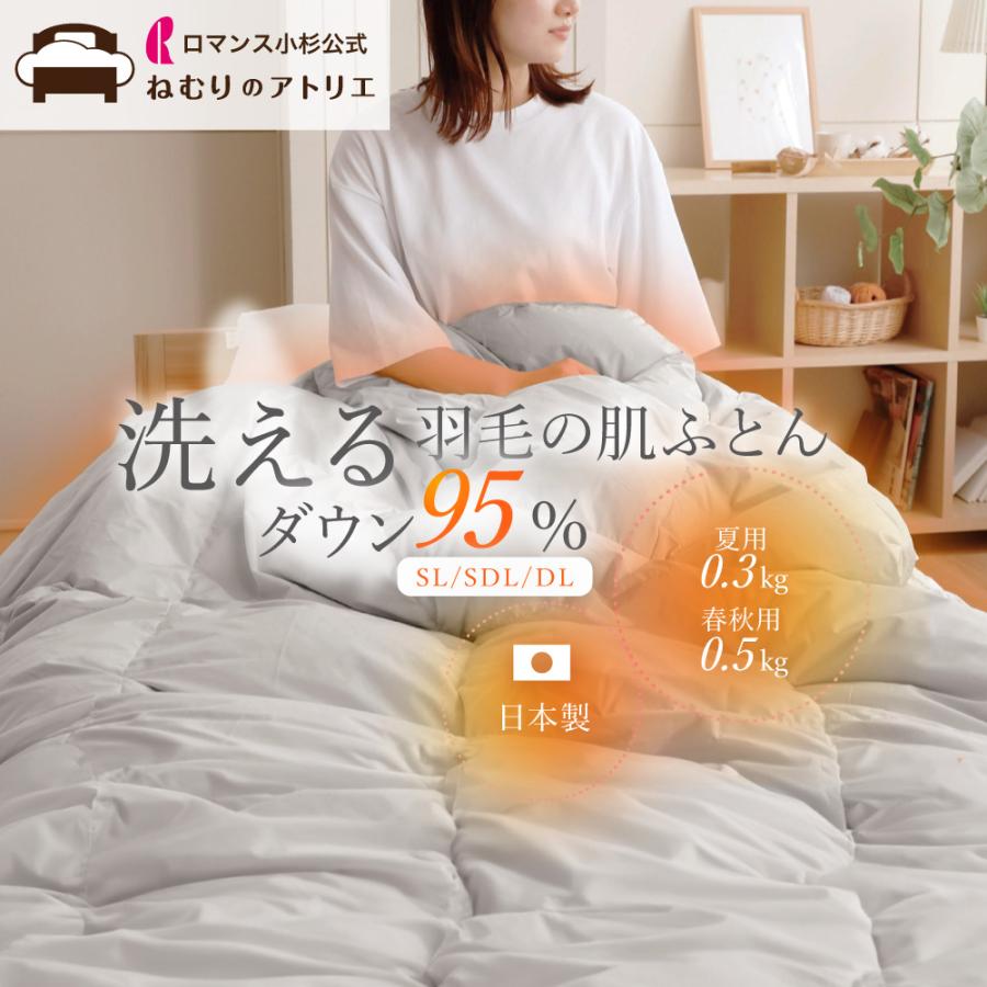 ロマンス小杉ポーランドグースダウン95% セミダブル+大阪西川ダブルの2枚