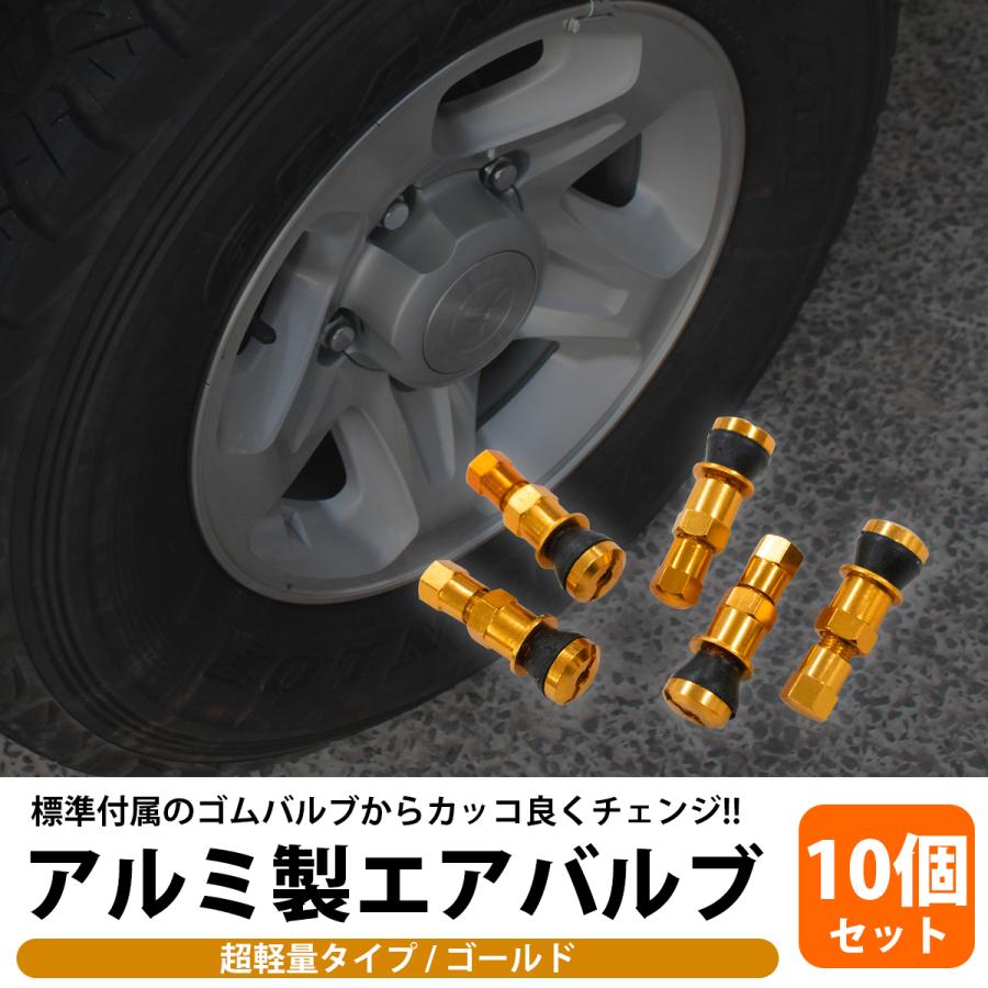 送料220円】汎用 [金 ゴールド] エアバルブ クランプイン 10本 セット