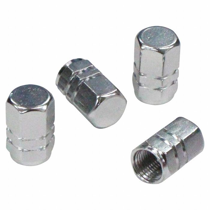 足回りのドレスアップにも最適 汎用 アルミ エアバルブキャップ 4個セット シルバー 銀 アルミホイール ホイールナット カスタム 自動車 とっておきし新春福袋