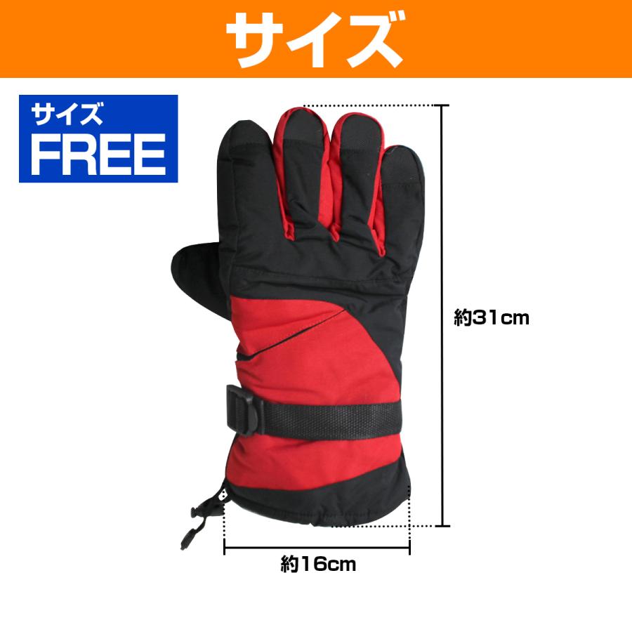 バイク 自転車 シンサレート生地 防寒グローブ 黒/赤 FREE