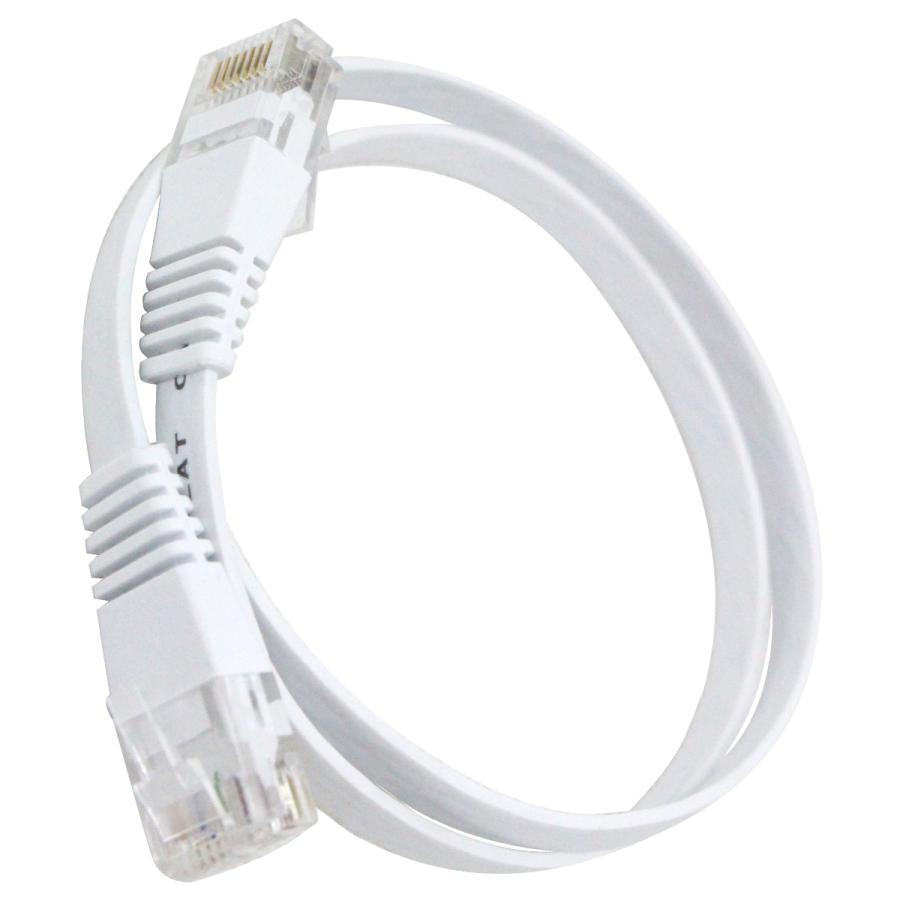 送料220円】CAT6 カテゴリ6 薄型 フラット LAN ケーブル 0.5m 50cm 白