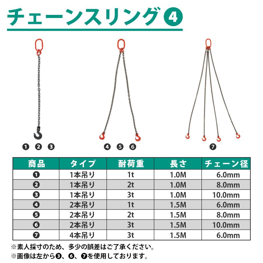 1t 1.5M ]2本吊り チェーンスリング 吊り スリング チェーン フック