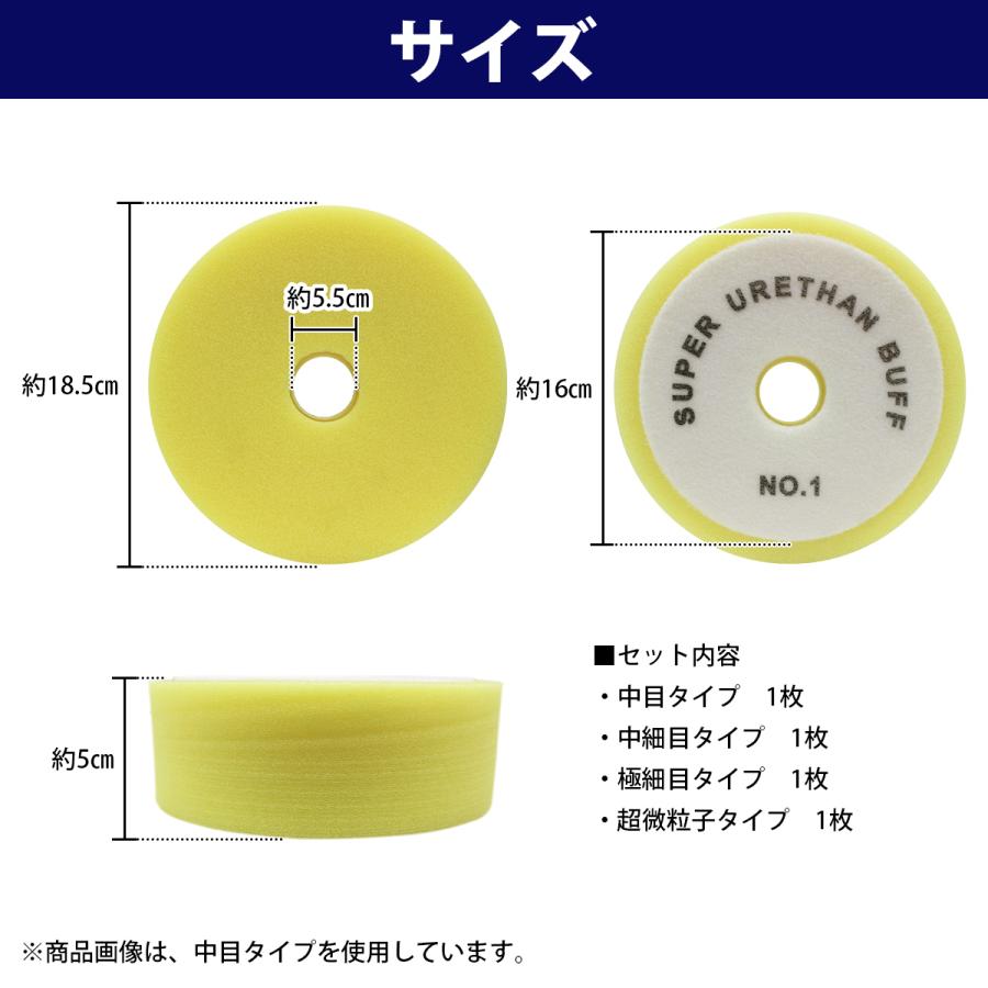 4枚set Φ180mm 50mm ポリッシャー スポンジ バフ 超微粒子 極細 中細
