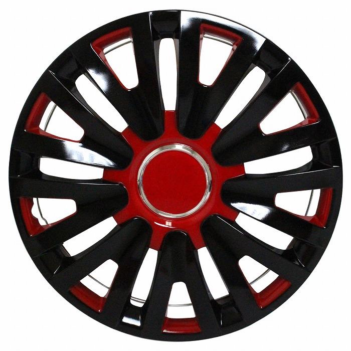 15インチ ホイール カバー キャップ 4枚 汎用 レッド×ブラック